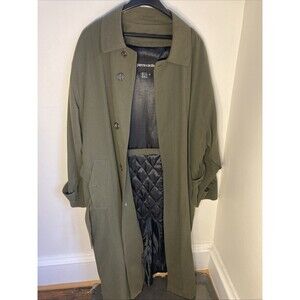 NEW Pierre Cardin Trench Rain Coat Jacket Mens 38R Sz 38 Olive Green Belted NWT